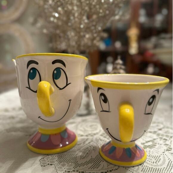 Disney Other - Set of 2 Disney Beauty & The Beast 3-D CHIP Collectible Cup / Mug 5.5” & 4.5”